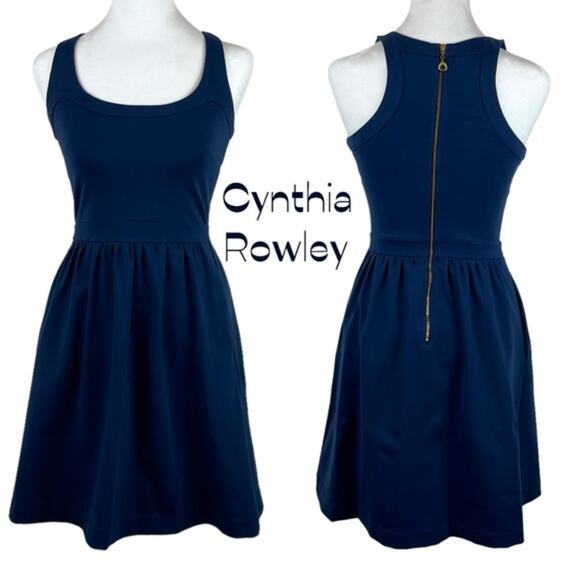 Cynthia Rowley  Dark Blue Fit & Flare Party Date Dress NWOT Size XS - Picture 2 of 11